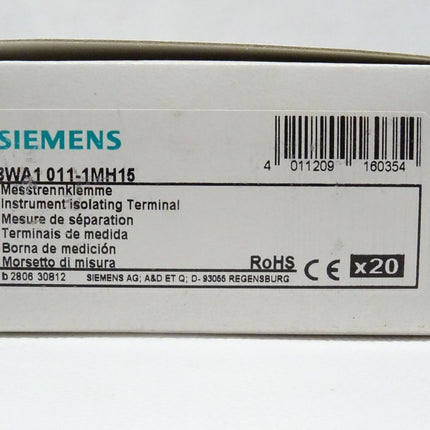 Siemens 20 Stk. 8WA1011-1MH15 Messtrennklemme Siemens 8WA1 011-1MH15 Neu-OVP