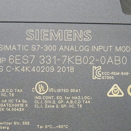 Siemens S7-300 SM331 6ES7331-7KB02-0AB0 / 6ES7 331-7KB02-0AB0