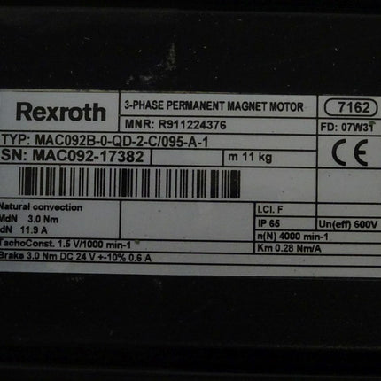 Rexroth Permanent Magnet Motor MAC092B-0-QD-2-C/095-A-1 / MNR:R911224376