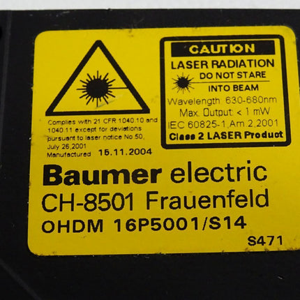 Baumer electric Reflexions-Lichttaster OHDM 16P5001/S14 / Unbenutzt