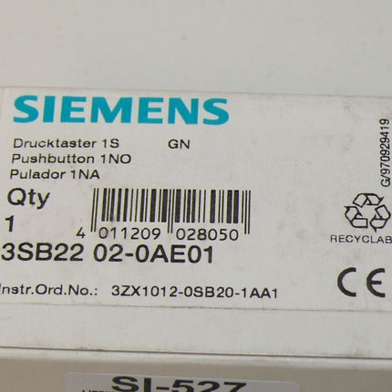 NEU - OVP Siemens 3SB2202-0AE01 Drucktaster Taster Pushbutton 3SB2 202-0AE01