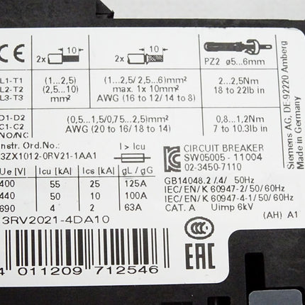 Siemens 3RV2021-4DA10 Leistungsschalter