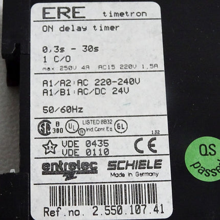 Entrelec Schiele ERE timetron ON delay timer 0.3s-30s 2.550.107.41