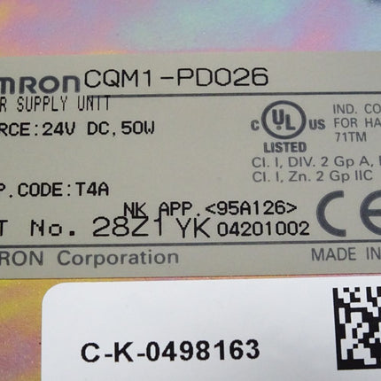 Omron CQM1-PD026 Power Supply Unit 24VDC 50W