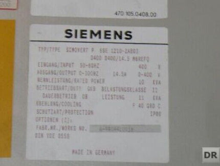 Siemens Simovert 6SE1210-2AB03 / 6SE 1210-2AB03 //