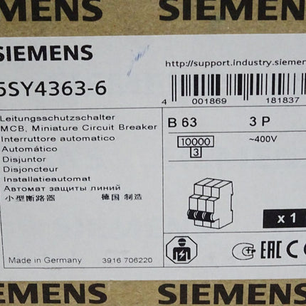 Siemens Leitungsschutzschalter 5SY4363-6 / Neu OVP