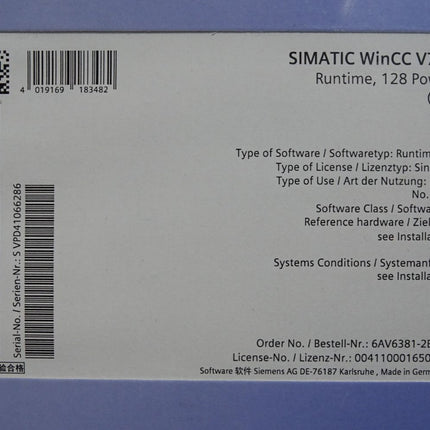 Siemens 6AV6381-2BC07-0AX0 6AV6 381-2BC07-0AX0 WinCC Systemsoftware V7.0 SP3 / Neu OVP