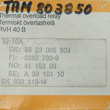 ASEA Thermal overload RVH 40 B / 12-17A NEU-OVP