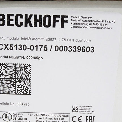 Beckhoff CX5130-0175 / 000339603 Embedded-PC mit Intel-Atom-Prozessor / Neu OVP