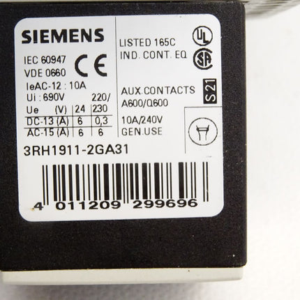 Siemens Hilfsschütz 3RH1140-2BB40 + 3RH1911-2GA31