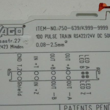 WAGO 750-639/K999-9999 Schrittmotorensteuerung 100 PULSE TRAIN RS422/24V