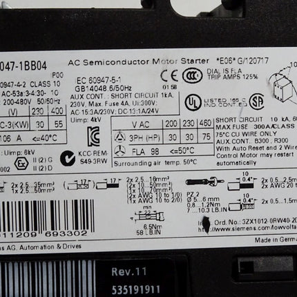 Siemens 3RW4047-1BB04 SIRIUS Sanftstarter