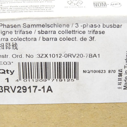 Siemens 3-Phasen Sammelschiene 3RV2917-1A / Neu OVP