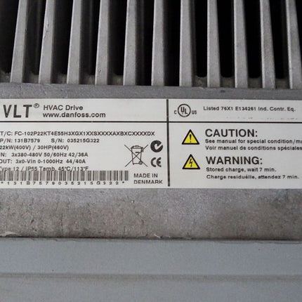 Danfoss VLT HVAC Drive 131B7579 22kW FC-102P22KT4E55H3XGX1