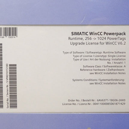 Siemens 6AV6371-1BG06-2AX0 Simatic WinCC Powerpack Runtime 256 / Neu OVP