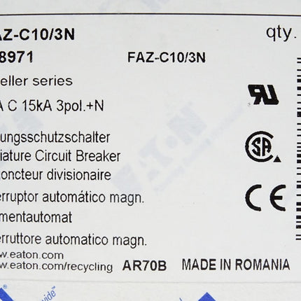 Eaton Leitungsschutzschalter FAZ-C10/3N 278971 / Neu OVP