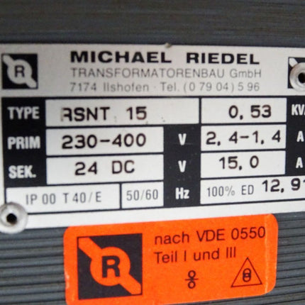 Michael Riedel Trafo RSNT15 RSNT 15 230-400V auf 24VDC 0.53kVA