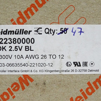 Weidmüller 1022380000 Mehrstock-Reihenklemme WDK 2.5V BL / Inhalt:47 Stück / Neu OVP