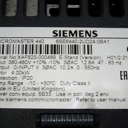 Siemens Micromaster 440 6SE6440-2UD24-0BA1 4kW