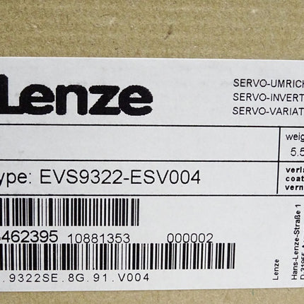 Lenze EVS9322-ESV004 13462395 EVS9322-ES Safe standstill 33.9322SE.8G.91.V004 / Neu OVP versiegelt