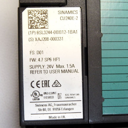 Siemens Sinamics CU240E-2 6SL3244-0BB12-1BA1 DEFEKT