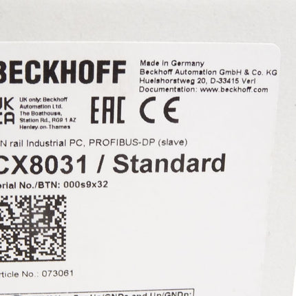 Beckhoff CX8031 Embedded-PC mit PROFIBUS-Slave / Neu OVP