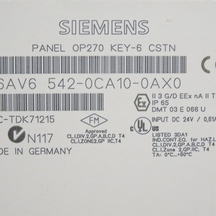 Siemens Backcover Rückschale Panel OP270 KEY-6 CSTN 6AV6542-0CA10-0AX0 6AV6 542-0CA10-0AX0