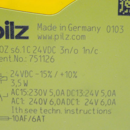 Pilz Sicherheitsschaltgerät 751126 PNOZ s6.1 C 24VDC 3 n/o 1 n/c