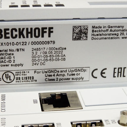 Beckhoff CX1010-0122 CPU-Grundmodul CX1010-N010 CX1010-N000 CX1010-0122 / 000000979