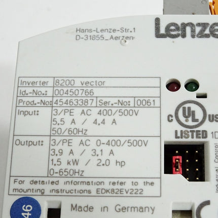 Lenze 8200 vector 00450766 E82EV152_4B E82EV152K4B 1.5kW