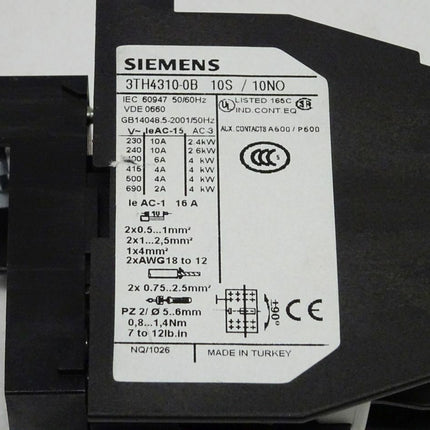 Siemens 3TH4310-0B Schutzschalter Schütz 3TH4 310-0B