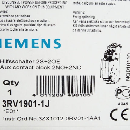 Siemens Hilfsschalter 3RV1901-1J / Neu OVP