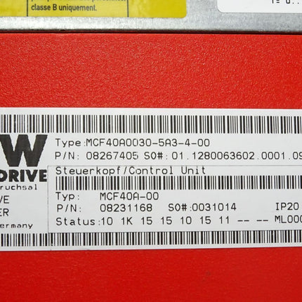 SEW Eurodrive Movidrive Umrichter 3kW MCF40A0030-5A3-4-00 08267405 Steuerkopf MCF40A-00 08231168 MDX60A0030-5A3-4-00 08227195