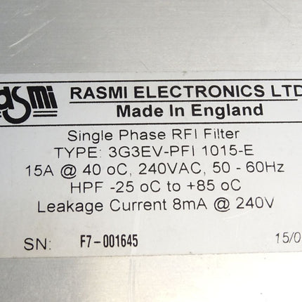 RASMI Electronic Single Phase RFI Filter 3G3EV-PFI 1015-E