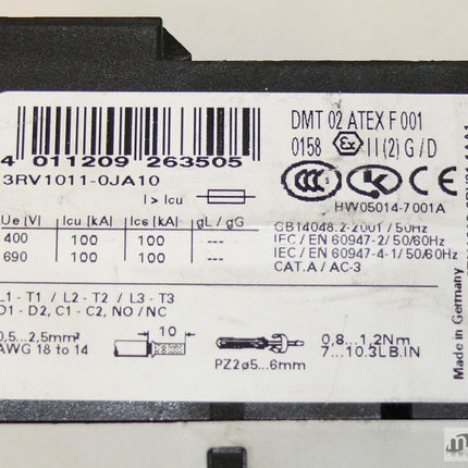 Siemens 3RV1011-0JA10 / 3RV1 011-0JA10 Schutzschalter