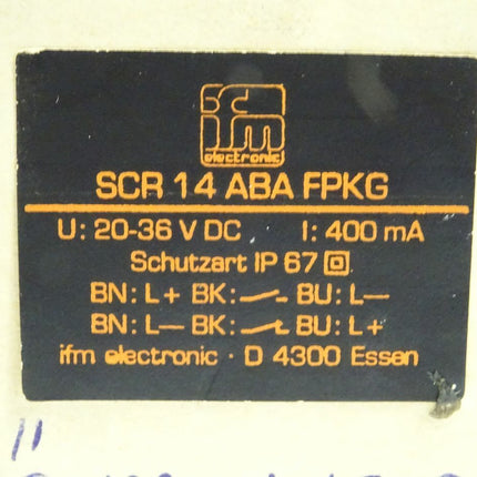 IFM Electronic SCR 14 ABA FPKG Sensor 20-36VDC Strömungswächter SCR14ABAFPKG