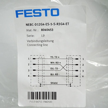 Festo Verbindungsleitung 8040453 NEBC-D12G4-ES-5-S-R3G4-ET / Neu OVP