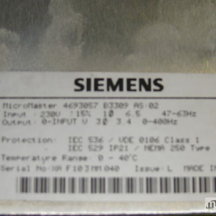 Siemens MicroMaster 6SE3013-4BA07-3KK0 / 4693057 / G85139-D2792-A075 ///