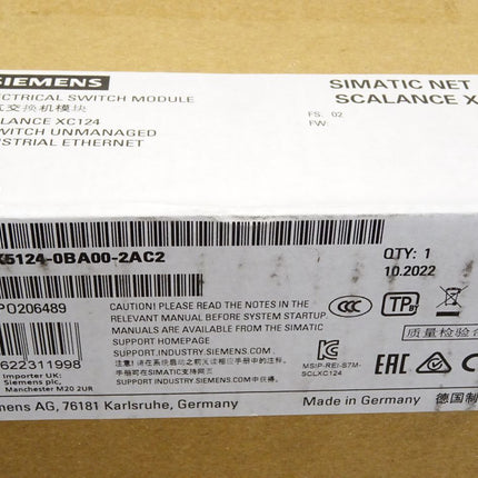 Siemens Scalance XC124 6GK5124-0BA00-2AC2 6GK5124-0BA00-2AC2 / Neu OVP versiegelt