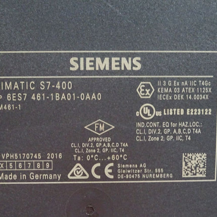 Siemens S7-400 IM461-1 6ES7461-1BA01-0AA0 6ES7 461-1BA01-0AA0