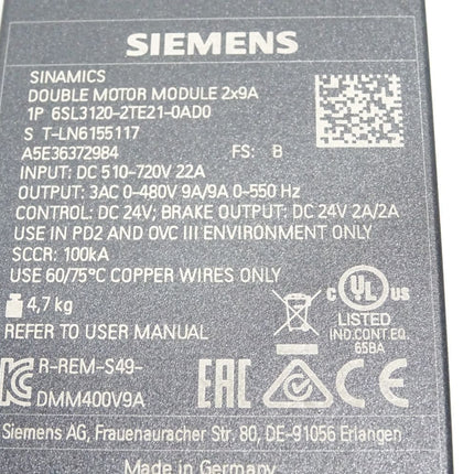 Siemens Sinamics 6SL3120-2TE21-0AD0 / Unbenutzt