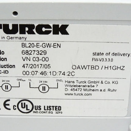 Turck BL20-E-GW-EN Multiprotocol gateway