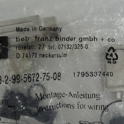 Binder 423-2-99-5672-75-08 kreisförmigen Kabelstecker neu-OVP