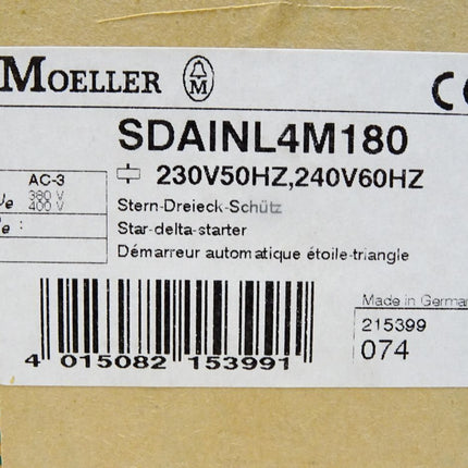 Moeller SDAINL4M180 SDAINL 4M 180 Stern-Dreieck-Schütz DIL4 M115 DIL3 AM85