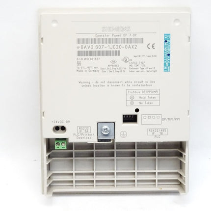 Siemens Simatic OP7-DP Panel 6AV3607-1JC20-0AX2 / 6AV3 607-1JC20-0AX2