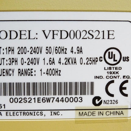 Delta S1 Frequenzumrichter VFD002S21E 0.1875 KW