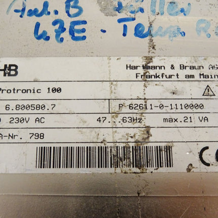 HB Hartmann & Braun ABB Protronic100 P 62611-0-1110000