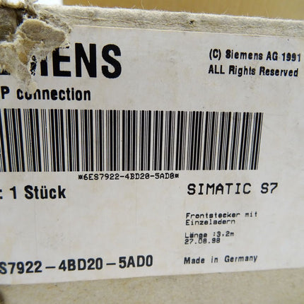 Siemens SITOP connection Frontstecker mit Einzeladern 3.2m 6ES7922-4BD20-5AD0 / NeuOVP