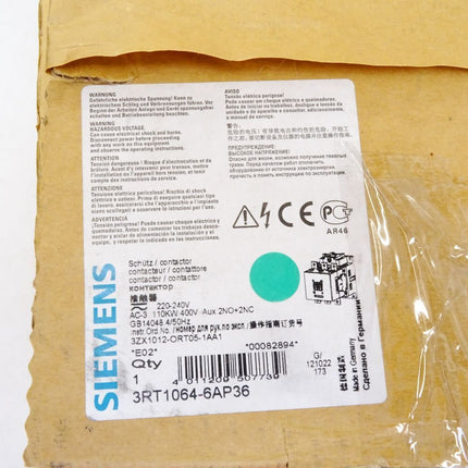 Siemens Schütz 3RT1064-6AP36 / Neu OVP