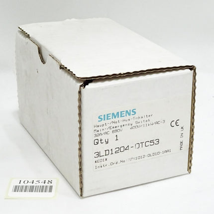 Siemens Haupt-/Not-Aus-Schalter 3LD1204-0TC53 / Neu OVP